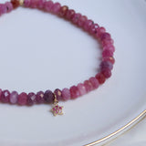 Pink Ruby + 14K Gold Ruby Star Bracelet