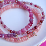 Pink Ruby + 14K Gold Ruby Star Bracelet