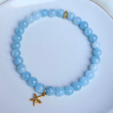 Aquamarine + Sterling Silver Starfish Charm Bracelet