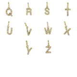 Gold Beads with Diamond Paved Initial