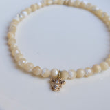 Mother of Pearl + 14K Diamond Bee Charm Bracelet