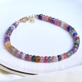 Rainbow Sapphire Adjustable Bracelet with 14k fgold