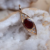 Ruby Eye Pendant – 18K Rose Gold + Diamonds