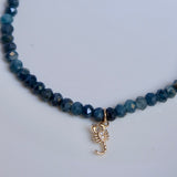 Blue Tourmaline + 14K Diamond Scorpio Charm Bracelet