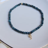 Blue Tourmaline + 14K Diamond Scorpio Charm Bracelet