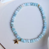 Larimar + 14K Gold Puffed Star Bracelet