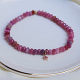 Pink Ruby + 14K Gold Ruby Star Bracelet