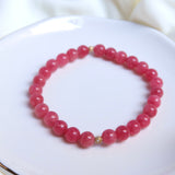 Rhodochrosite + 14k Diamond Gold Bracelet