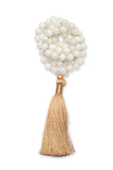 White Moonstone Mala with 18K Gold
