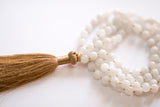 White Moonstone Mala with 18K Gold