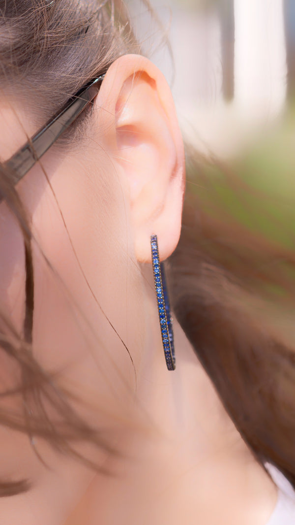 Blue Sapphire Statement Hoop Earrings