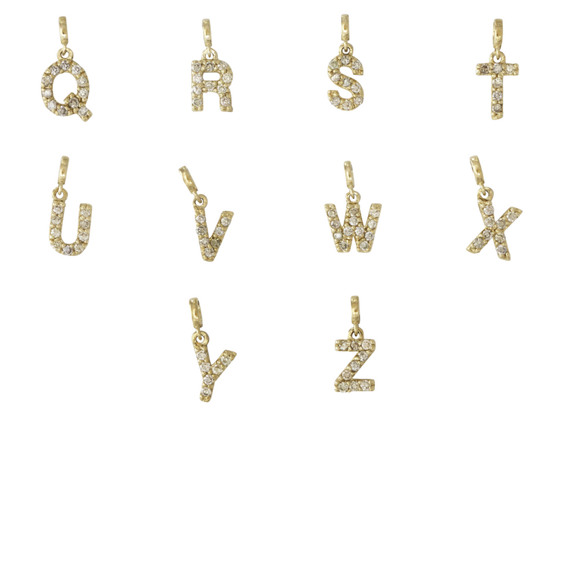 Gold Beads with Diamond Paved Initial