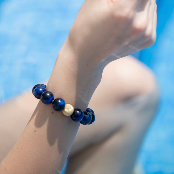 Blue Tiger's Eye Gumdrop Statement Bracelet