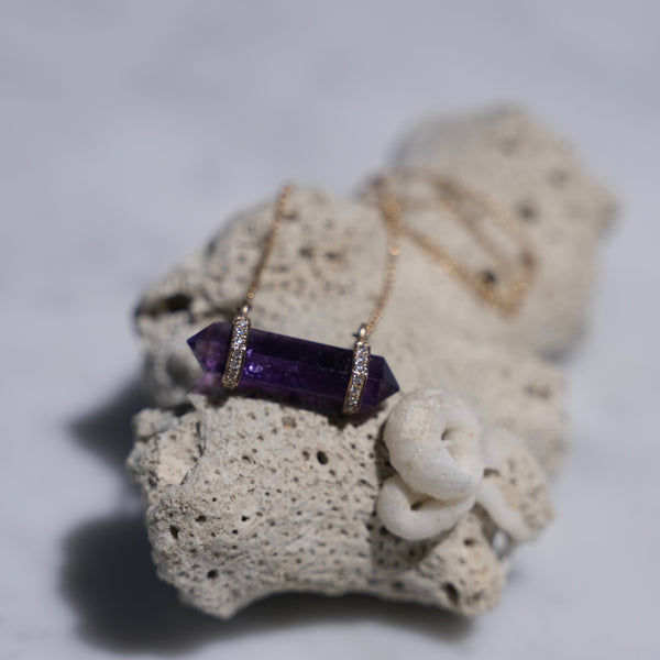 Raw Amethyst Bar Necklace