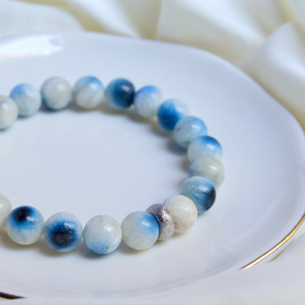 Azurite Quartz + 18K White Gold Guardian Bracelet