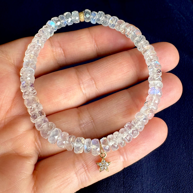 Rainbow Moonstone with 14K Gold Star