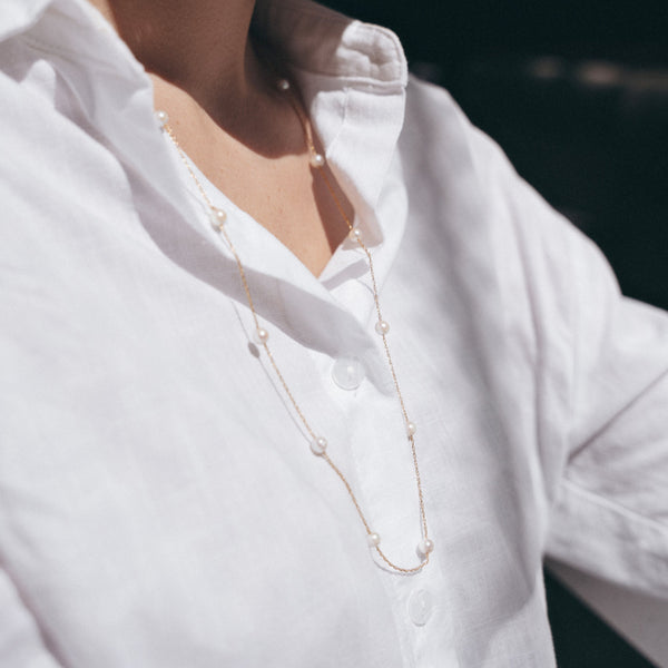 Akoya Pearl Necklace with Rope Chain