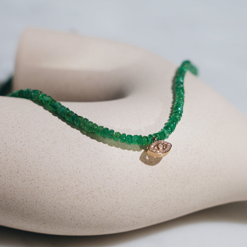 Emerald Necklace with Eye Charm