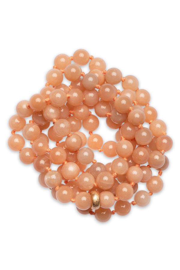 Apricot Moonstone Mala with 18K Gold