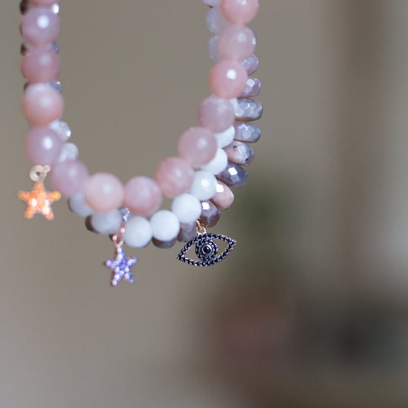 Apricot Moonstone with Star Charm