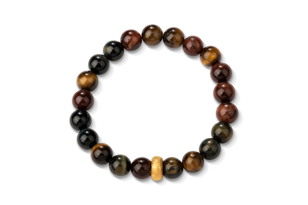Multi Coloured Tiger's Eye with 18K Gold
