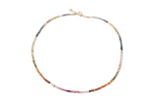 Necklace • 14K Gold • Ombre Rainbow Sapphire • 3mm