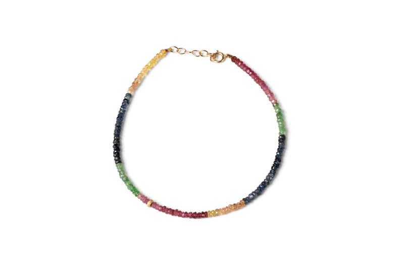 Anklet • 14K Gold • Rainbow Sapphire • 3mm