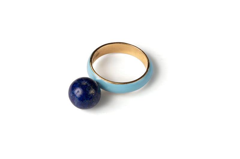 Lapis Lazuli  Enamel Ring • Vermeil Gold