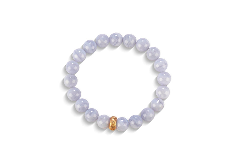 Blue Lace Agate with 18K Gold